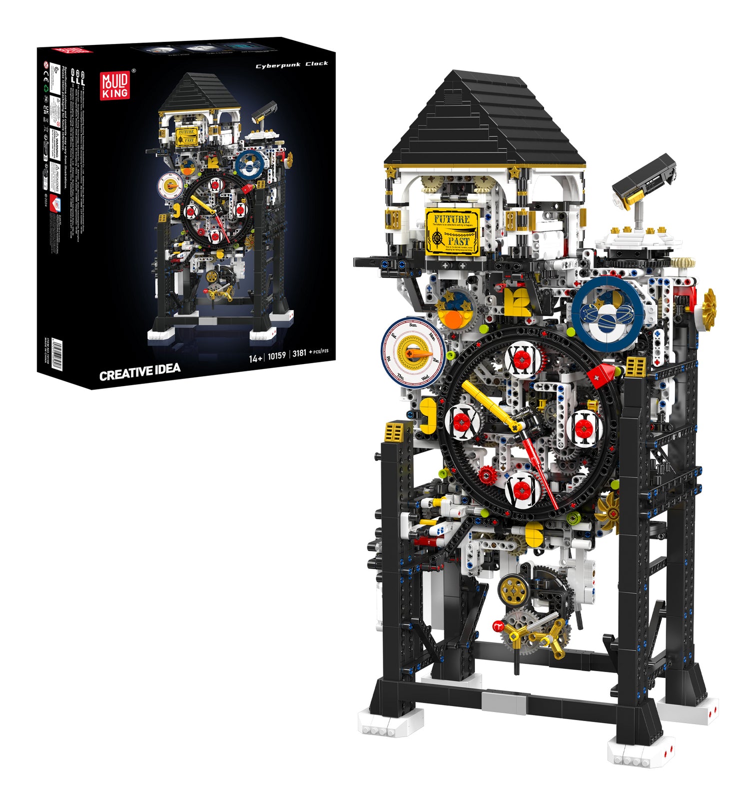 Mould King 3D-Puzzle Mechanische Cyberpunk-Uhr – 3181 Teile – Kunststoff – ab 14 J.