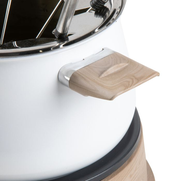 Domo Fondue-Set DO736F – Edelstahl, 2 l, 8 Gabeln, elektrisch – weiss/Holz