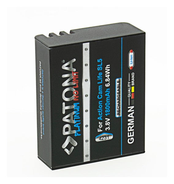 PATONA Kamera-Akku – 1800 mAh (6,84 Wh), 3,8 V – für PATONA Action Cam Life SL5 – Schwarz
