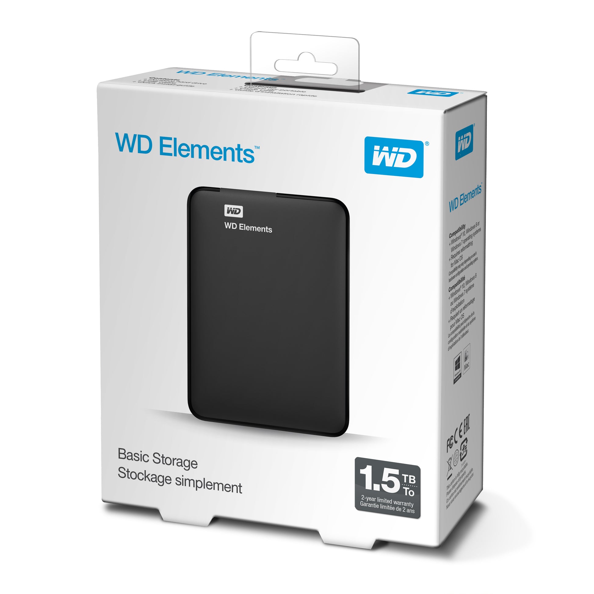 Western Digital Elements 1,5 TB – Externe HDD, USB 3.2 Gen 1 (Micro-USB B), 2,5", Schwarz