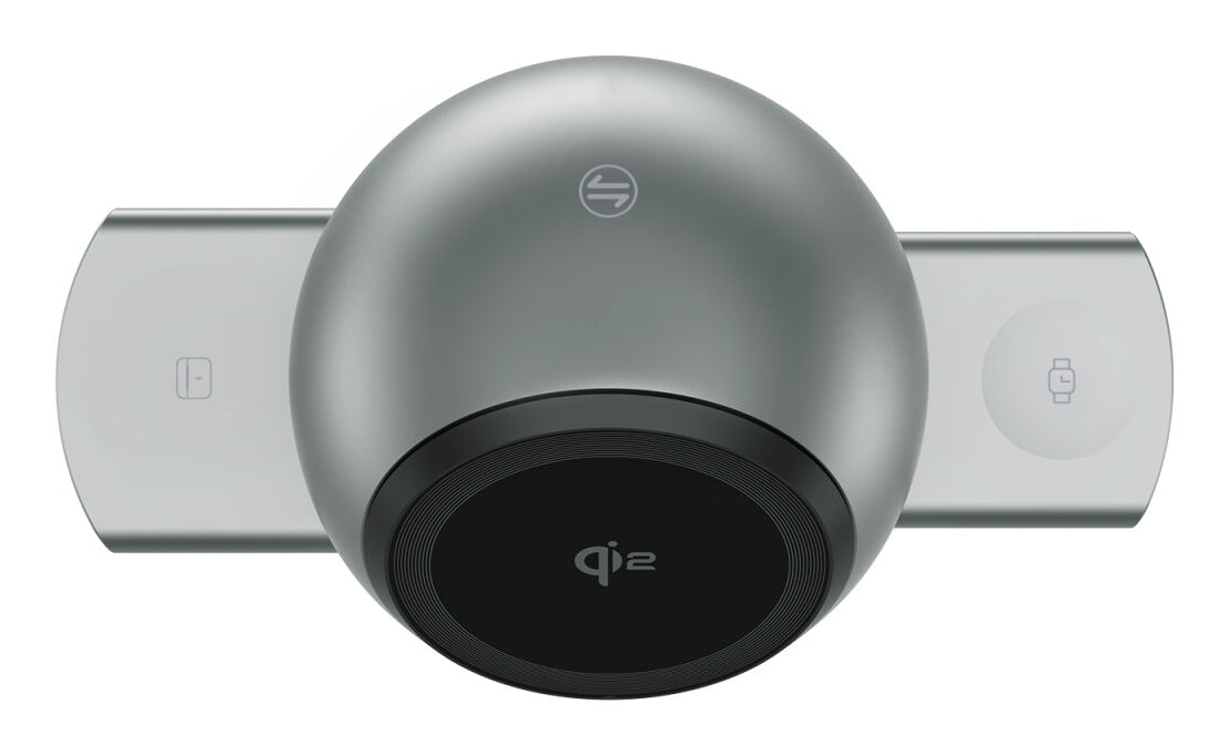 4smarts ChargeBot Sound Ladestation – Qi2, magnetisch – für Apple Watch Series 4–10, Smartphones mit Qi