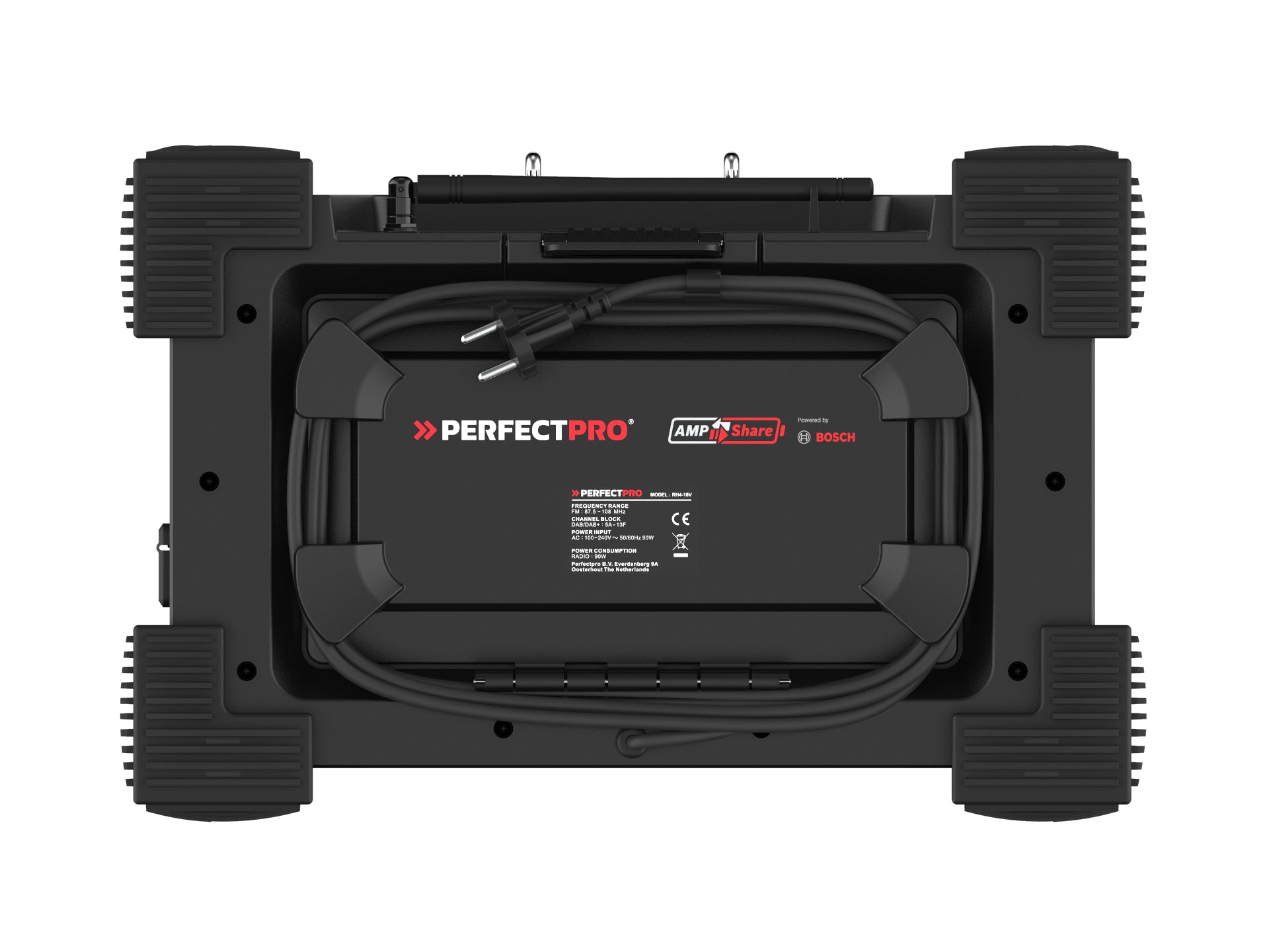 Perfectpro Rockhart RH4 – Baustellenradio – DAB+, UKW, Internetradio, Bluetooth, IP44, Akkubetrieb – Schwarz