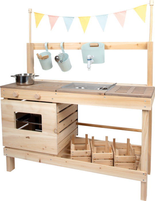 Small foot Spielküche – Matschküche und Kaufladen – 91 × 106 × 35 cm – ab 3 J. – Holz, mehrfarbig