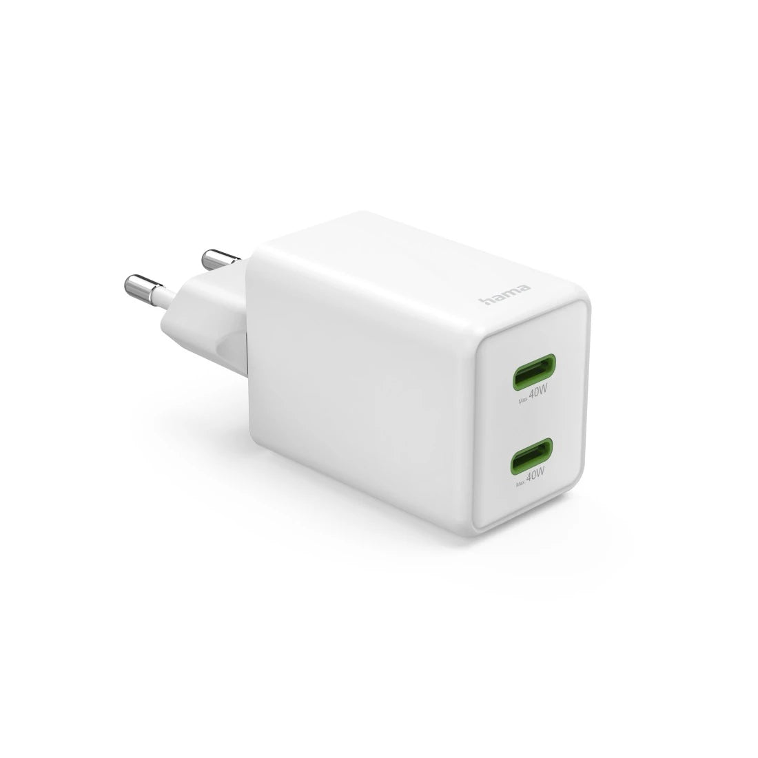 Hama 00125146 USB-Ladegerät 40 W – USB-C×2 – PD, QC 3.0, GaN – für Smartphones, Tablets u. a. – Weiss