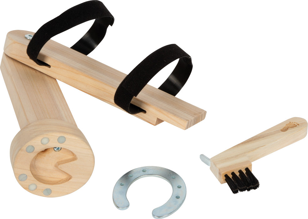 Small foot Spielzeugreinigungsset Pferde – 9 × 24 × 8,5 cm – ab 3 J. – Holz/Metall – Braun