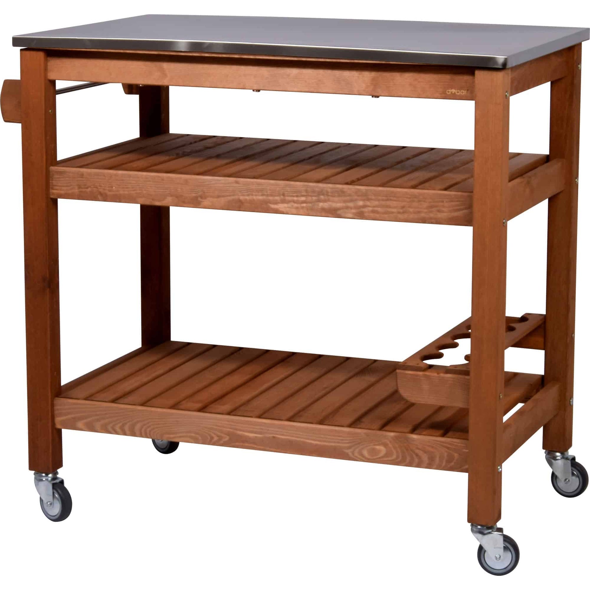 Dobar Beistellwagen 1-teilig – Braun – Pinienwald – Tisch 94 × 58 × 90 cm – für draussen