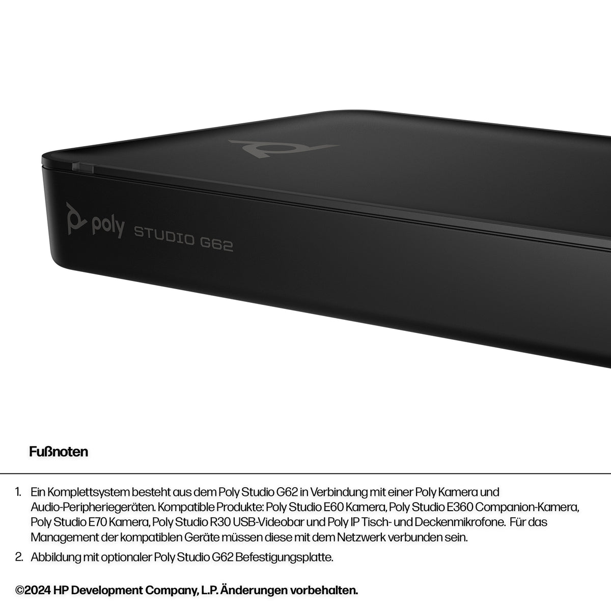 HP Poly Studio G62 – 4K Ultra HD Videokonferenzsystem, für 10 Personen, Schwarz