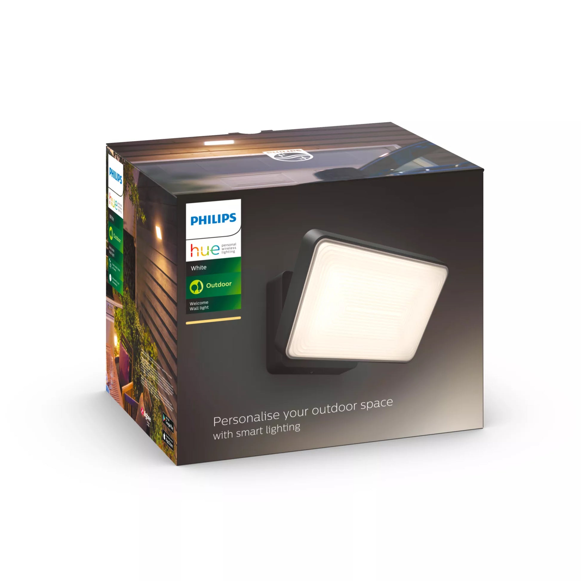 Philips by Signify Philips Hue Aussenwandleuchte – 22×15,3 cm – 2600 lm, 41 W – Warmweiss, 2700 K – IP44 – Netzbetrieb – ZigBee