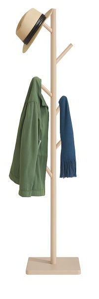 Relaxdays Garderobenständer mit 8 Haken – Holz – Beige – 1'750 mm