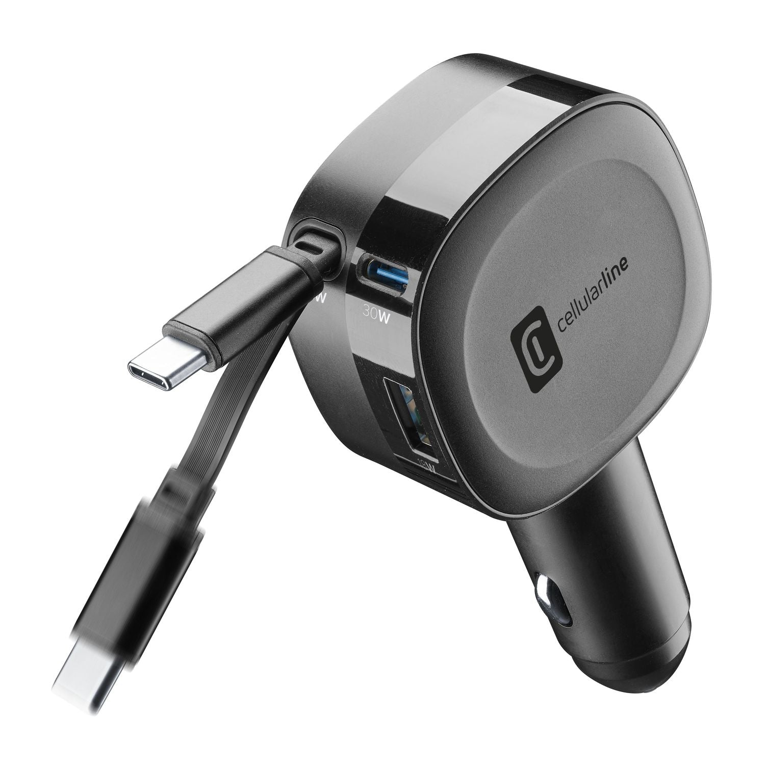 Cellularline Kfz-Ladegerät, 60 W, USB-C 30 W, USB-A 18 W, PD – universal – Schwarz