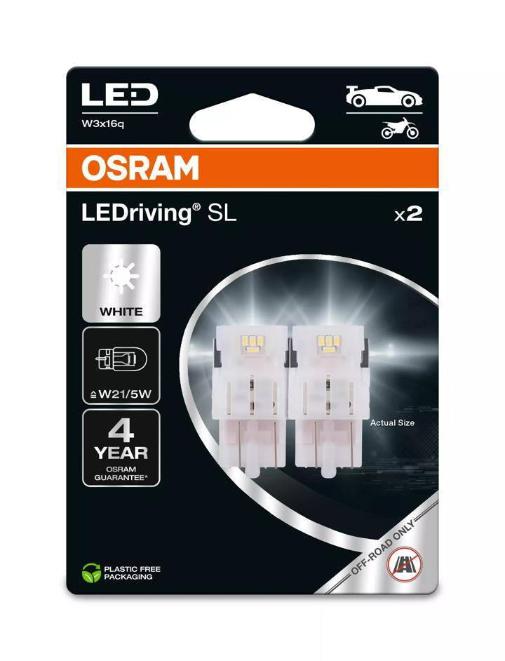 Osram Leuchtmittel W21/5W W3x16q – Kaltweiss 6000 K, 155 lm, 2,7 W – 2 Stk.
