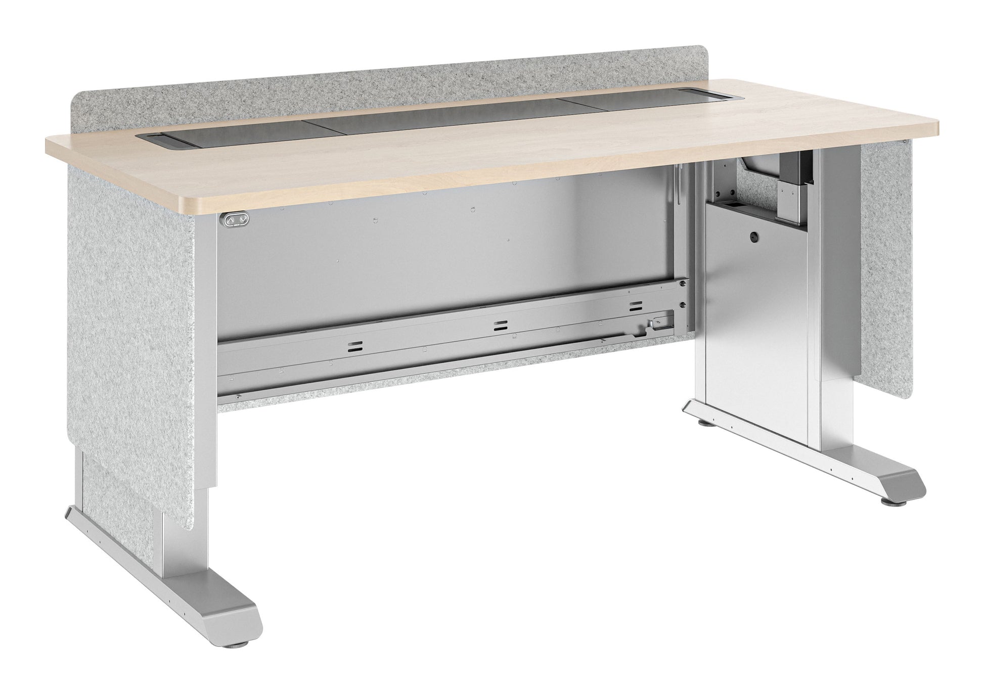 Middle Atlantic Höhenverstellbares Rednerpult 71,1–106,7 cm – elektrisch, Tragkraft 72,6 kg – grau/Holz