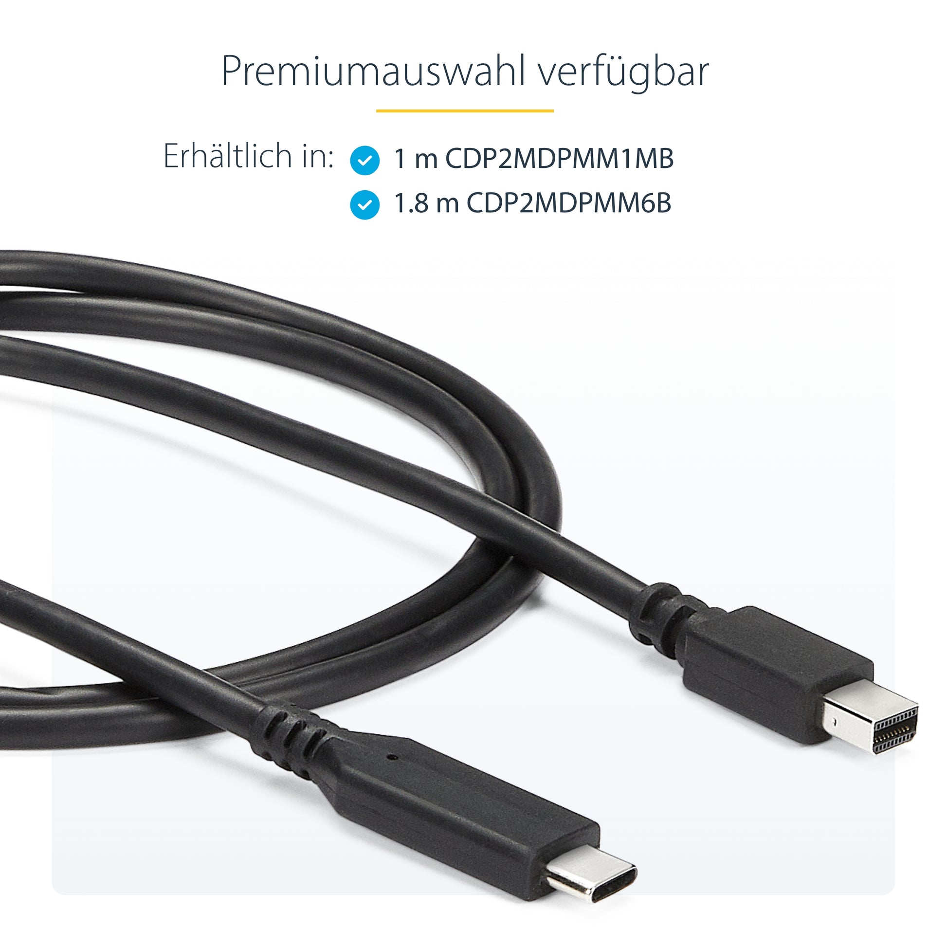 StarTech.com USB-C (Stecker) auf Mini DisplayPort (Stecker) Adapter, 4K@60 Hz, 1,8 m