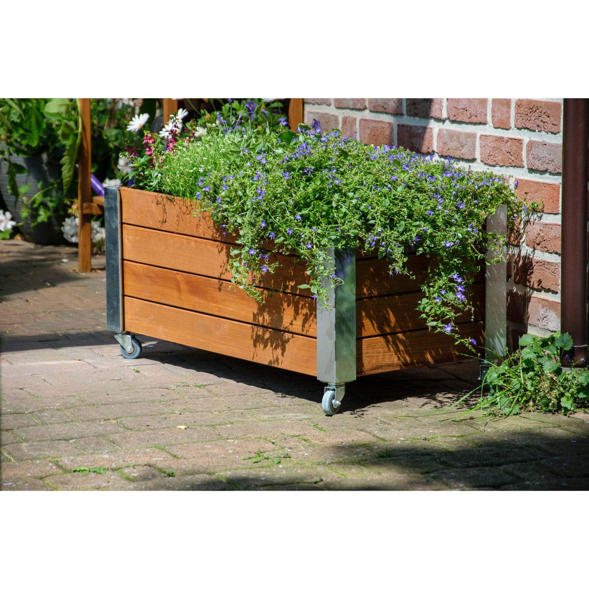 Dobar Pflanzgefäss – 78 × 52 × 40,5 cm – Kiefernholz & Metall & Kunststoff, Braun