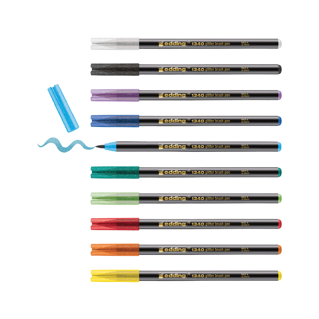Edding 1340 Brushpen Glitzer – Pinselspitze, 1–6 mm, wasserbasiert, 10 Farben