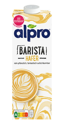 Alpro Haferdrink Barista, ohne Zuckerzusatz, 3% Fett – 1 l