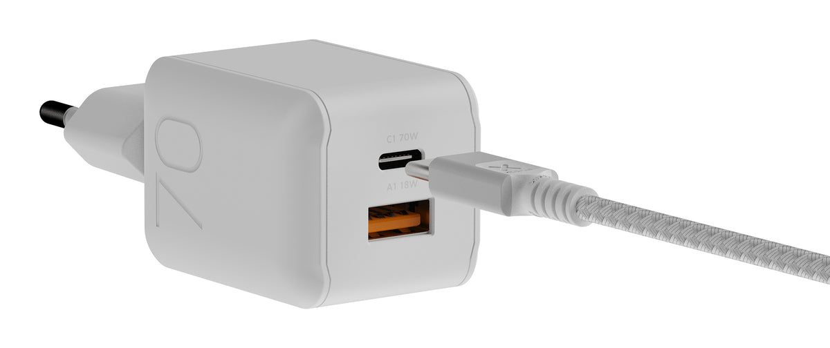 Xtorm XECNG700 USB-Ladegerät 70 W – USB-C×1, USB-A×1 – PD 3.0, QC 3.0, GaN – Weiss