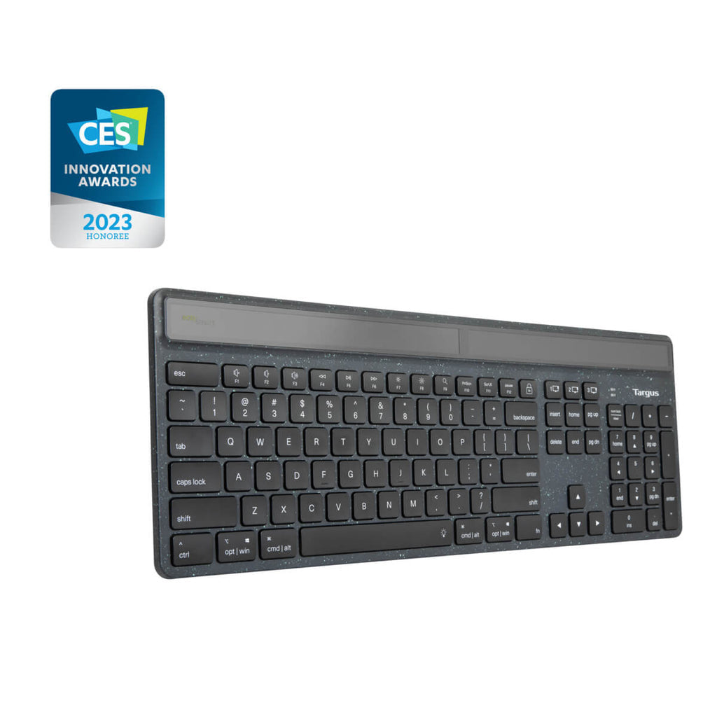 Targus Tastatur – Schere – Bluetooth 5.0 & 2,4 GHz – AZERTY (FR) – beleuchtet – Solar