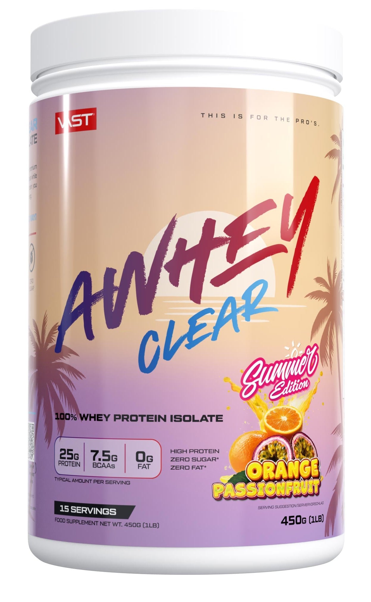 VAST Sports Whey Protein Orange Passionsfrucht – glutenfrei, laktosefrei – 450 g