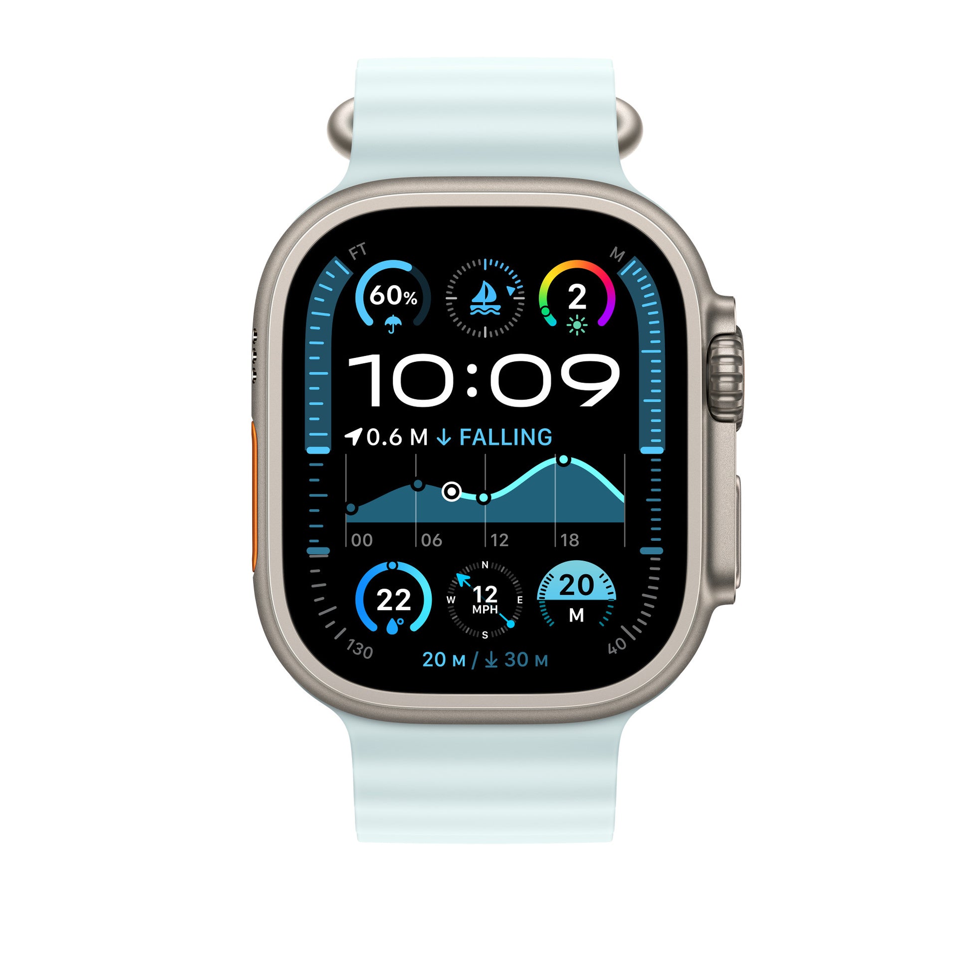 Apple IceBlue OceanBand – Armband – für Apple Watch 49 mm, Grau, Elastomer (TPR)