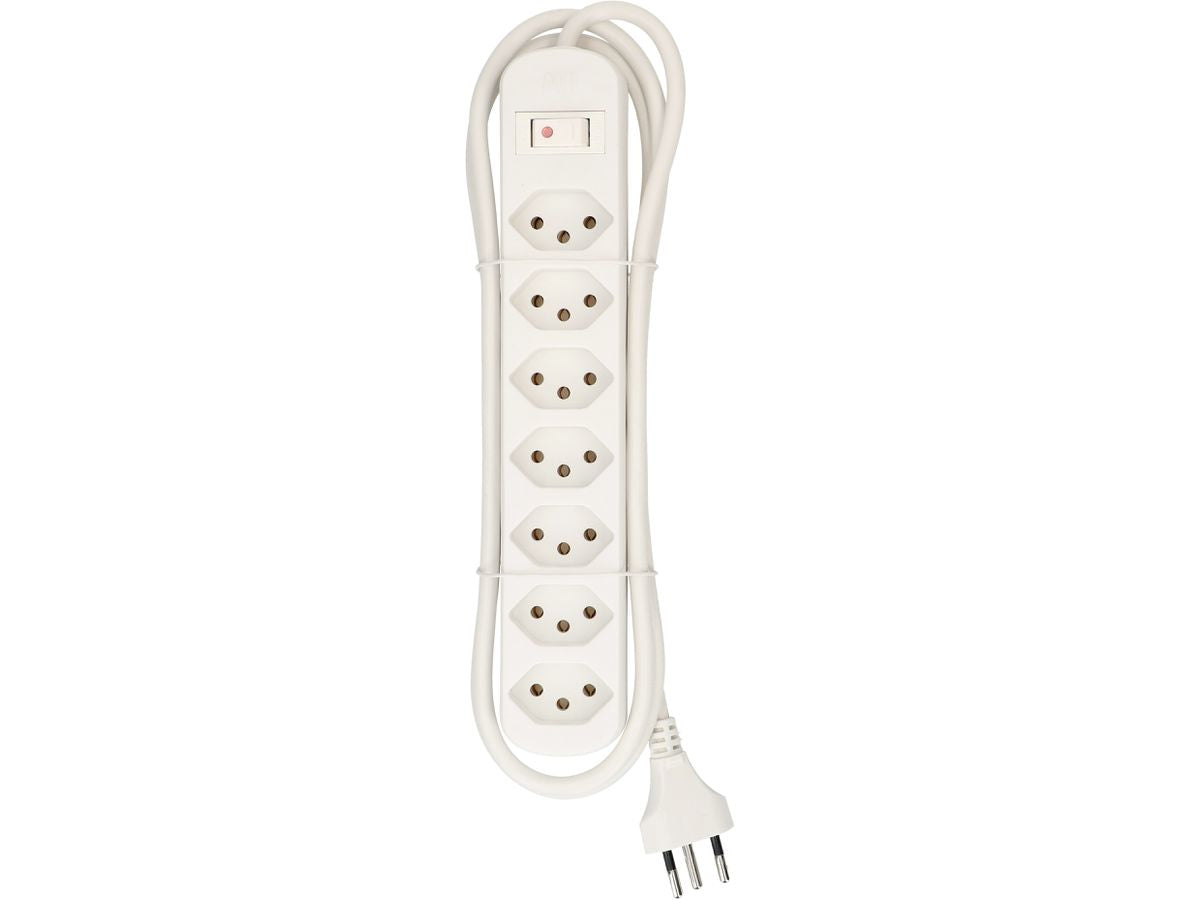 Max Hauri AG Max Hauri Basic Line Steckdosenleiste, 7×T13, mit Schalter, 1,5 m, Eingang T12 – weiss