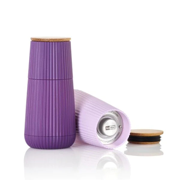 AdHoc Salz- und Pfeffermühle 12,3 cm, Eiche/Kunststoff, 2-teilig, Keramikmahlwerk, Violett