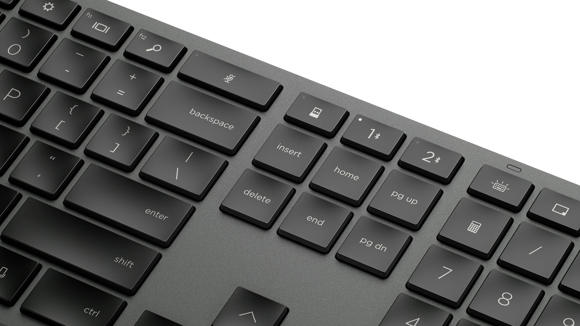 HP 975 – Tastatur – Bluetooth & 2,4 GHz (Nano-Empfänger) – USB-C – beleuchtet – Schwarz