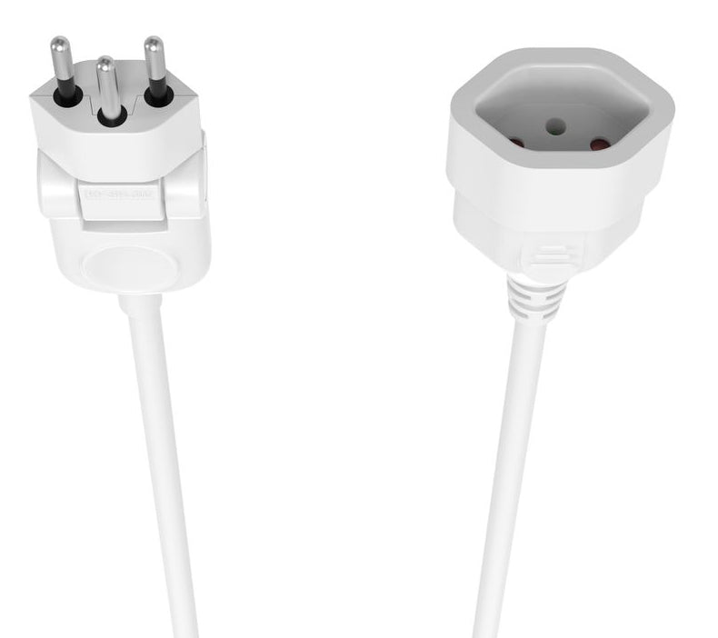 M. Schönenberger Verlängerungskabel, T12–T13, 1 m, IP20, 1 mm², Drehwinkelstecker – Weiss