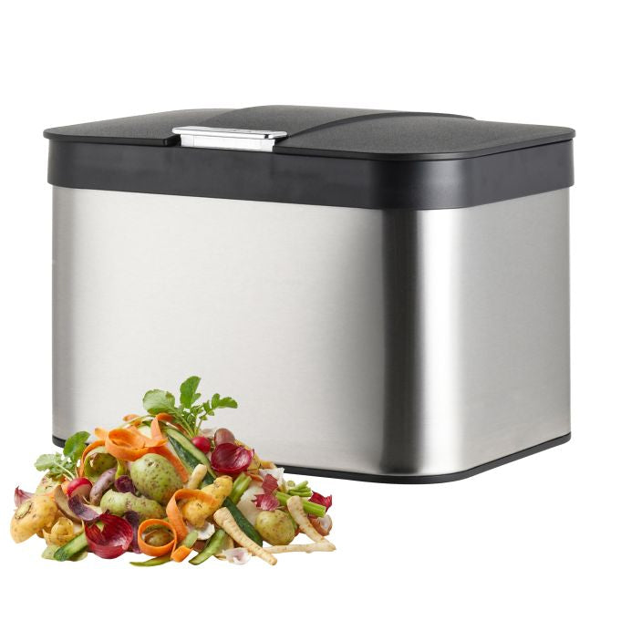 Relaxdays Komposteimer – 4,5 l – Edelstahl, Rechteckig – Schwarz