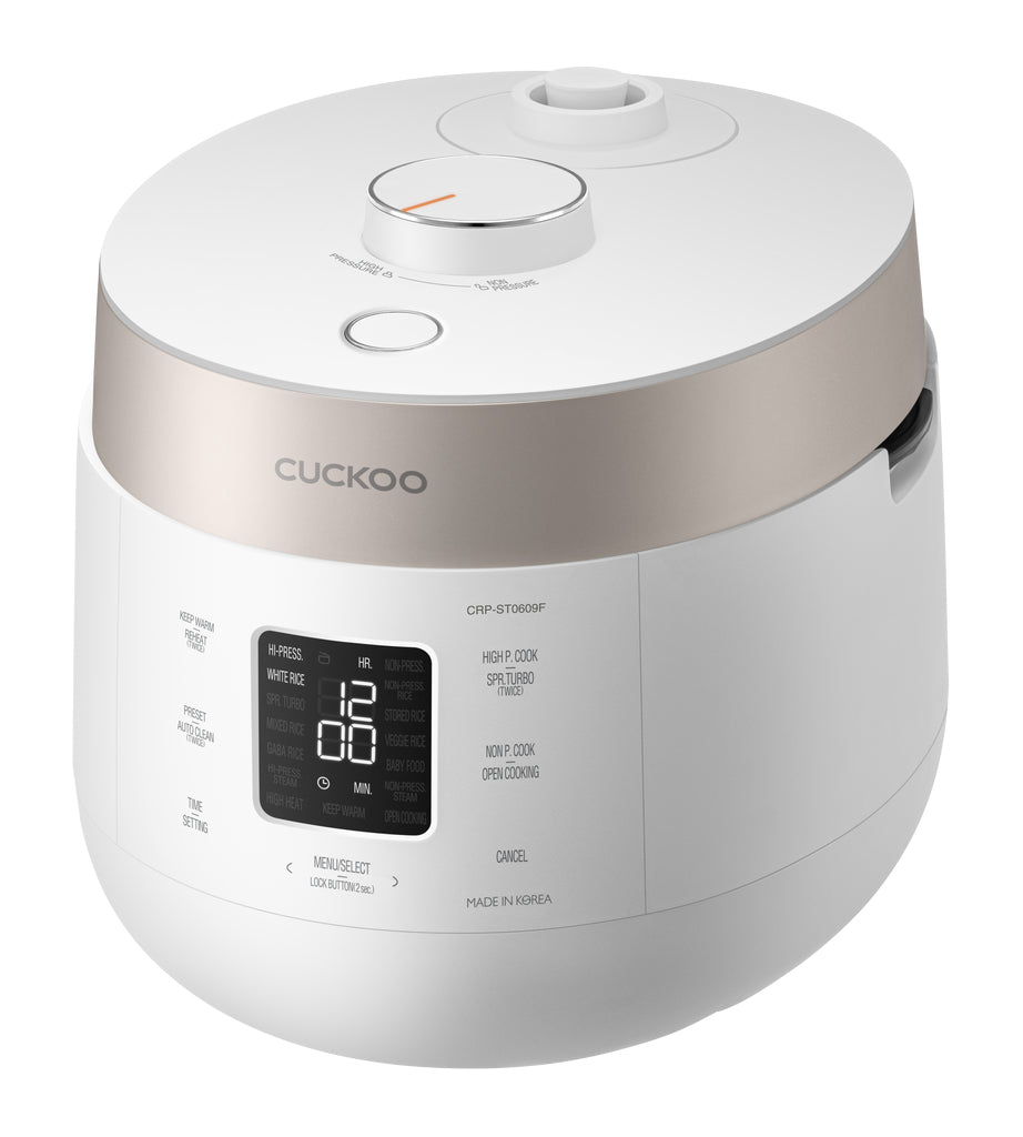 Cuckoo Reiskocher CRP-ST0609F – 1,08 l, 880 W, Warmhaltefunktion – Champagner/Weiss