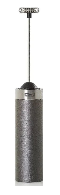 AdHoc Milchschäumer, 3,2 × 3,2 × 20 cm, Edelstahl/Kunststoff, Dunkelgrau, batteriebetrieben (2× AAA)