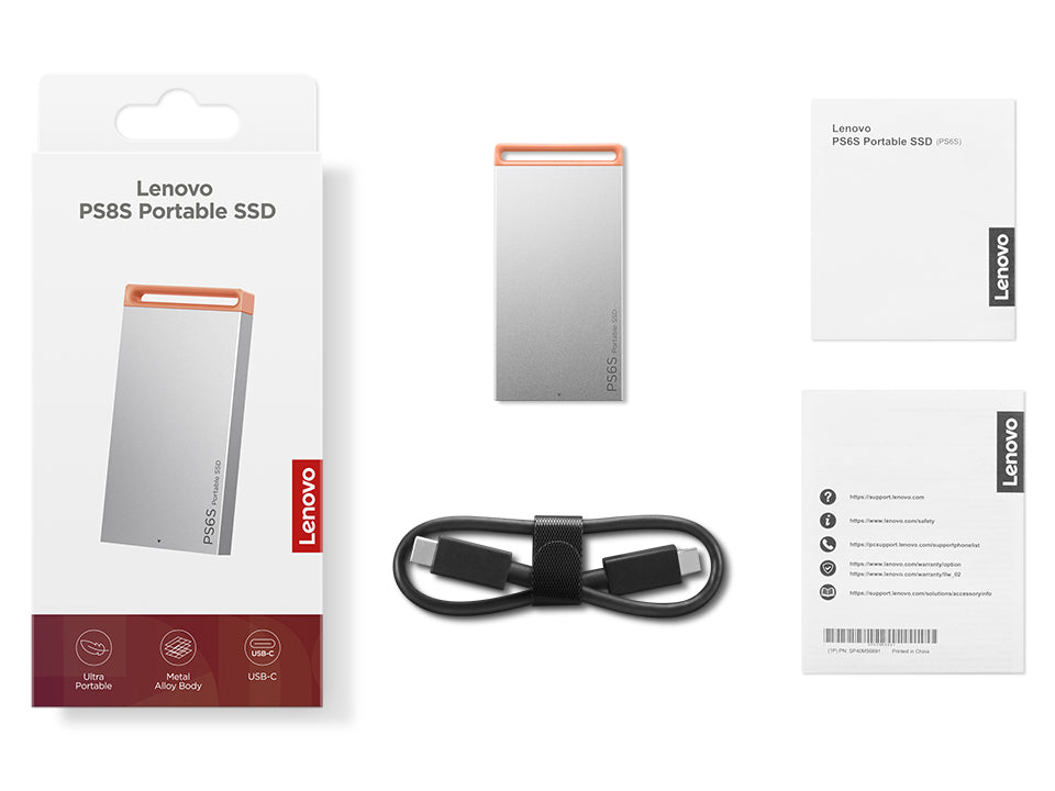 Lenovo Externe Solid State Drive 2 – 2 TB, USB-C 3.2 Gen 2, 550/500 MB/s, Grau