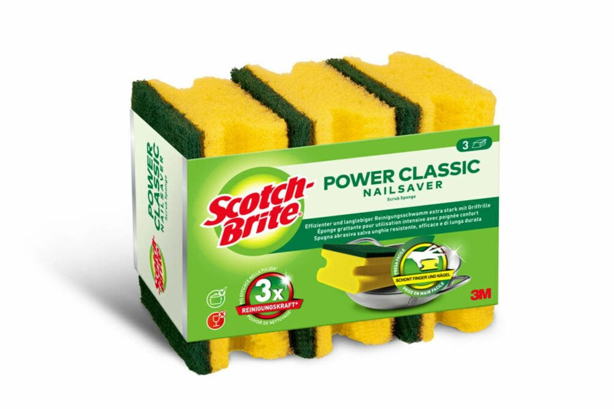 Scotch-Brite Spülschwamm Classic – Schaumstoff, rechteckig, gelb, 3 Stk.