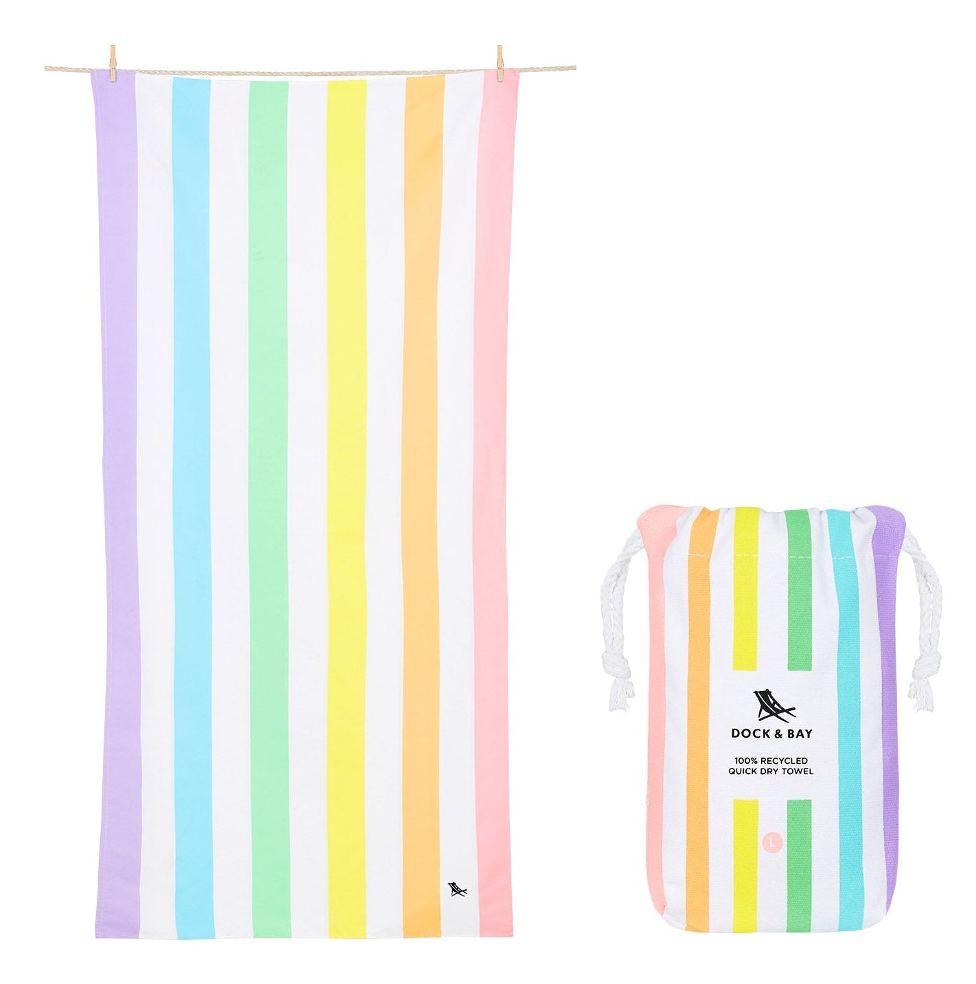 Dock & Bay Strandtuch Unicorn Waves – 70 × 130 cm, Mehrfarbig, Polyester