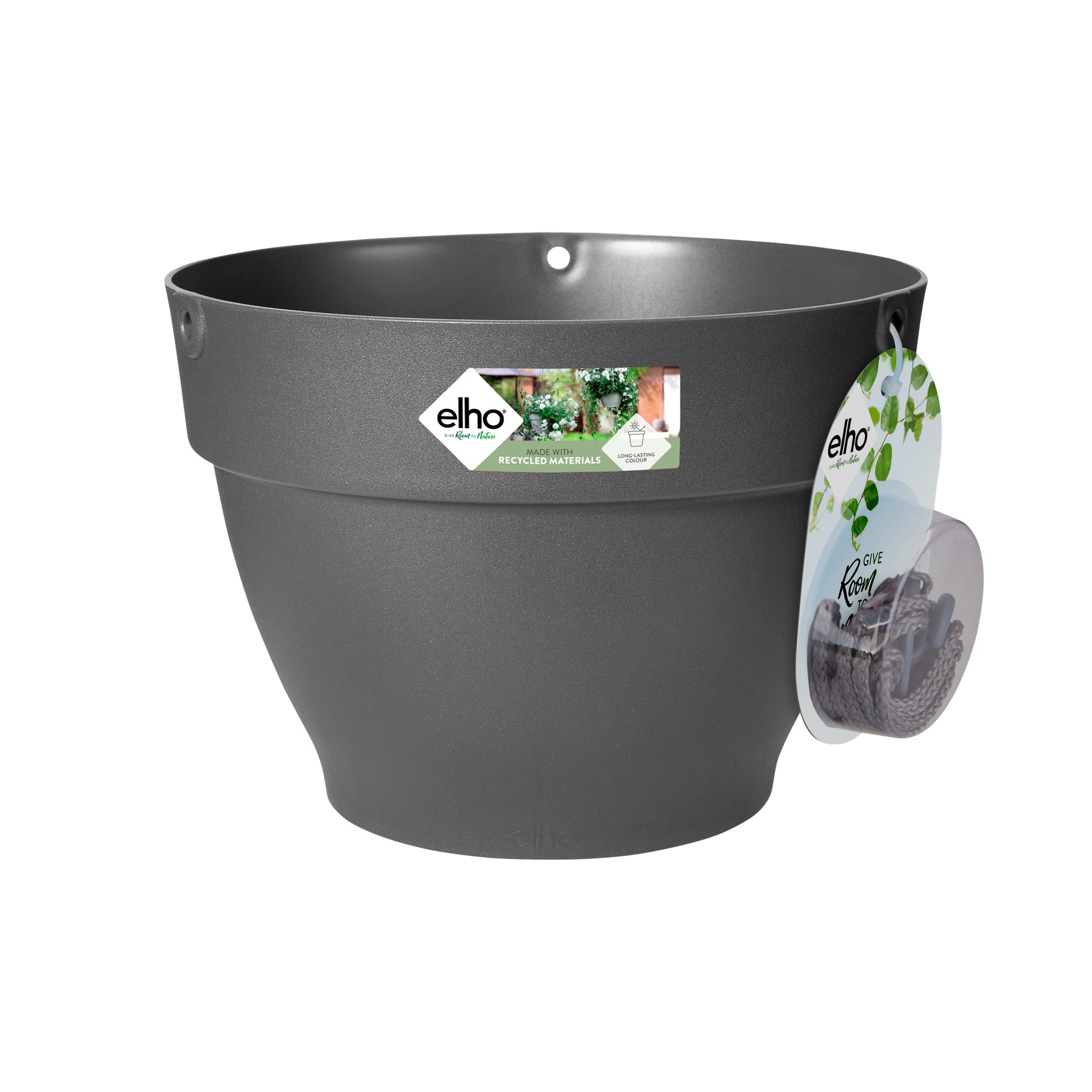 elho Hängeampel – 6500 ml – Kunststoff, Schwarz