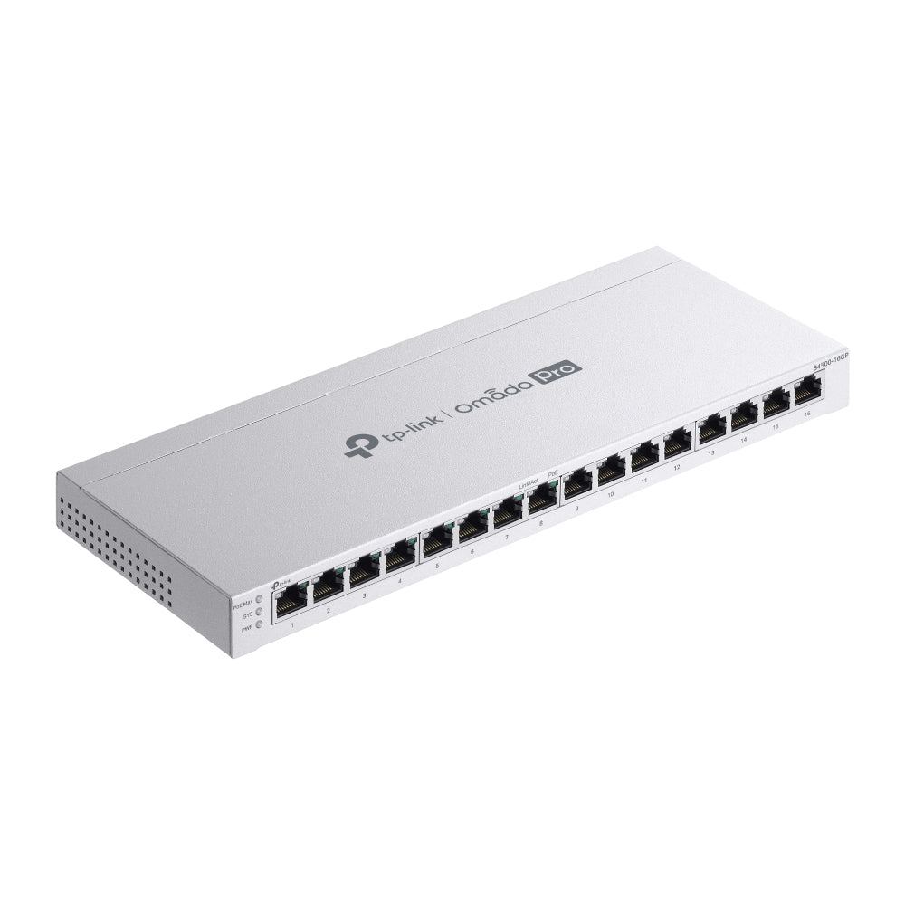 TP-Link S4500-16GP – Managed L2/L2+ Switch – 16× 1G, 8× PoE+, PoE Budget 120 W, Desktop