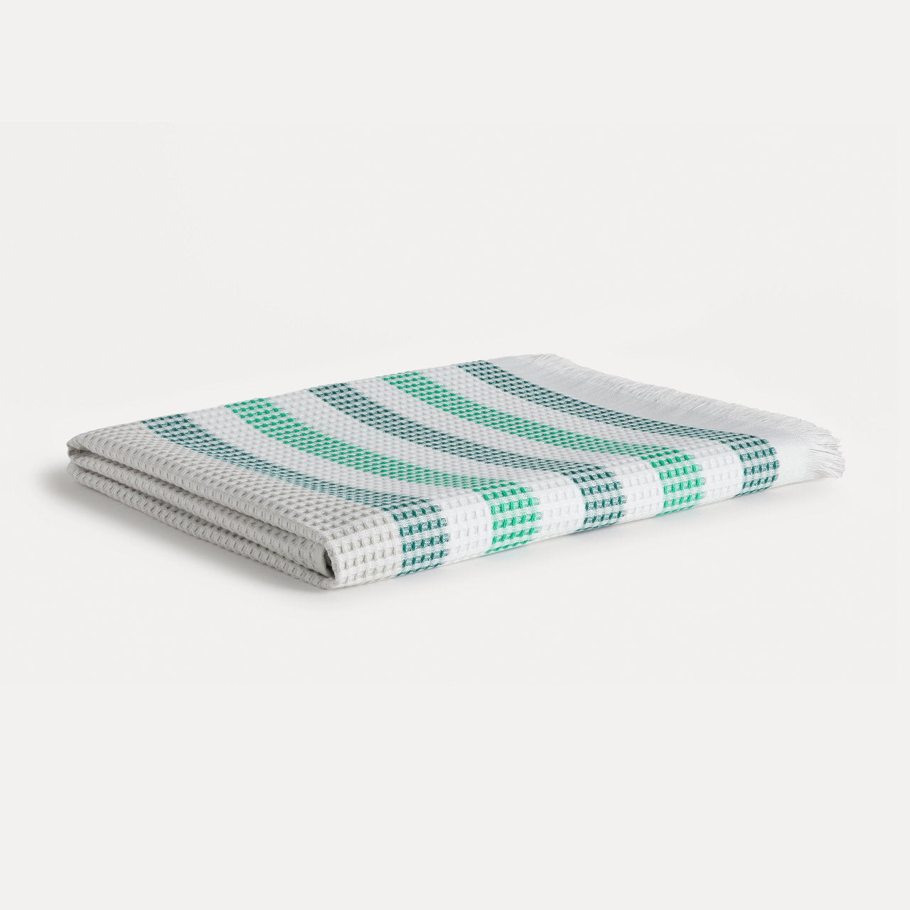 Möve Strandtuch Summer Daylight – 90 × 180 cm, Grün/Weiss, Baumwolle, 270 g/m²