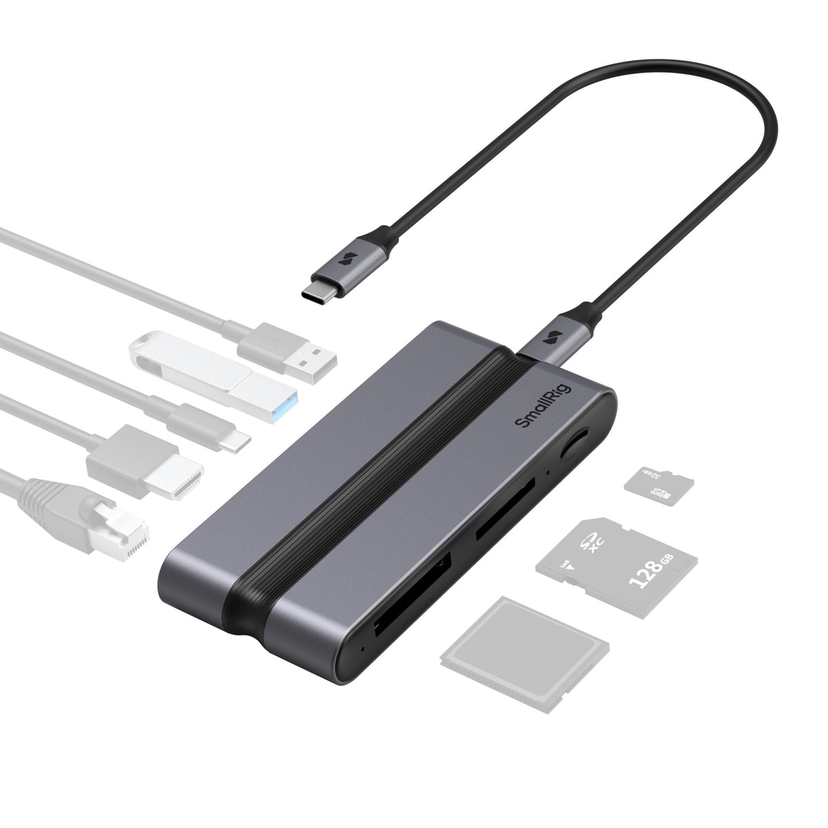 SmallRig 9in1 CFexpress B Dockingstation – USB-C, 1× HDMI, 2× USB-A, 90 W PD, GbE, für Windows/Mac/Linux
