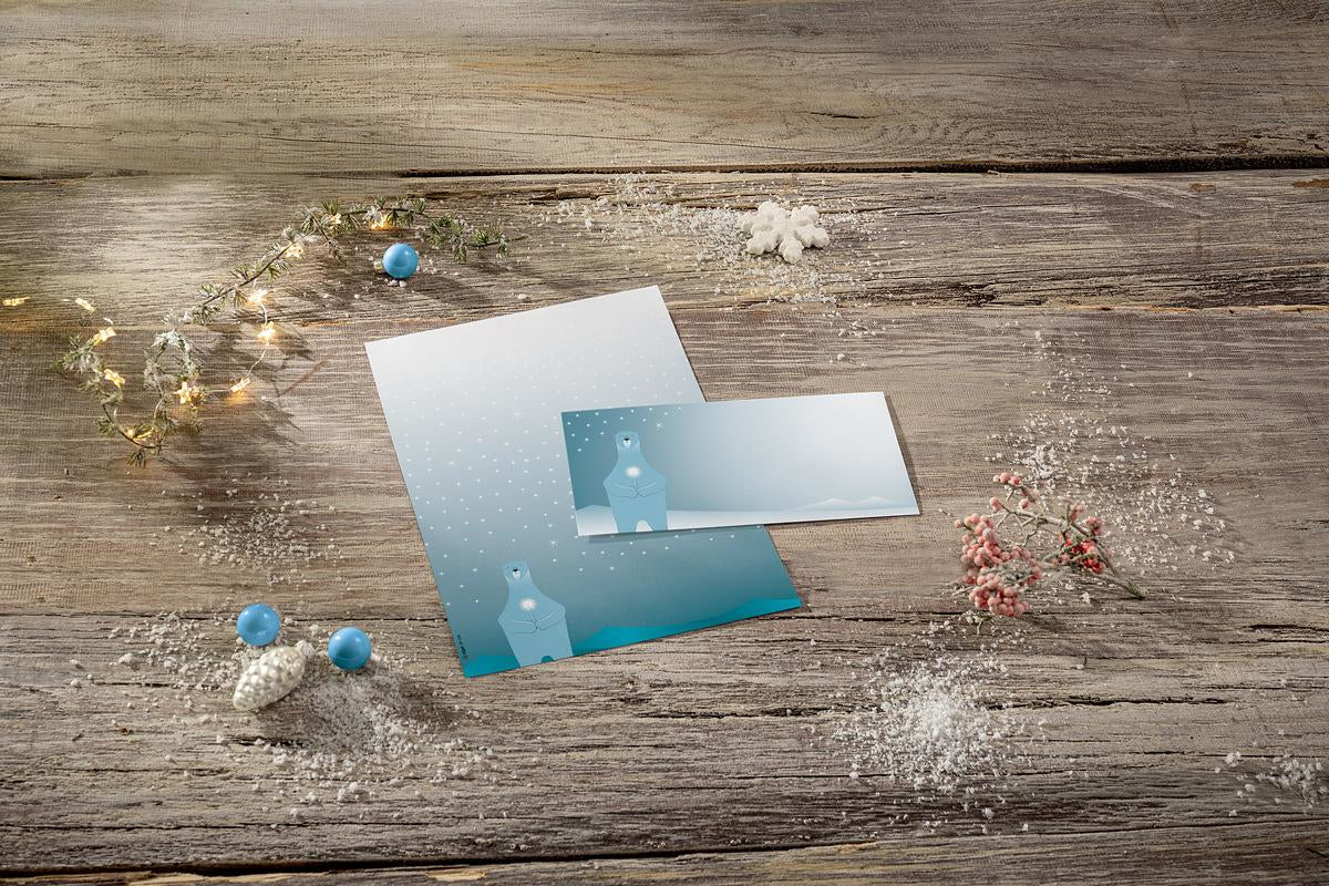 Sigel Motivpapier, Eisbär mit Kerze, Mehrfarbig, A4, 90 g/m², für Inkjet/Laser, 25 Blatt, FSC