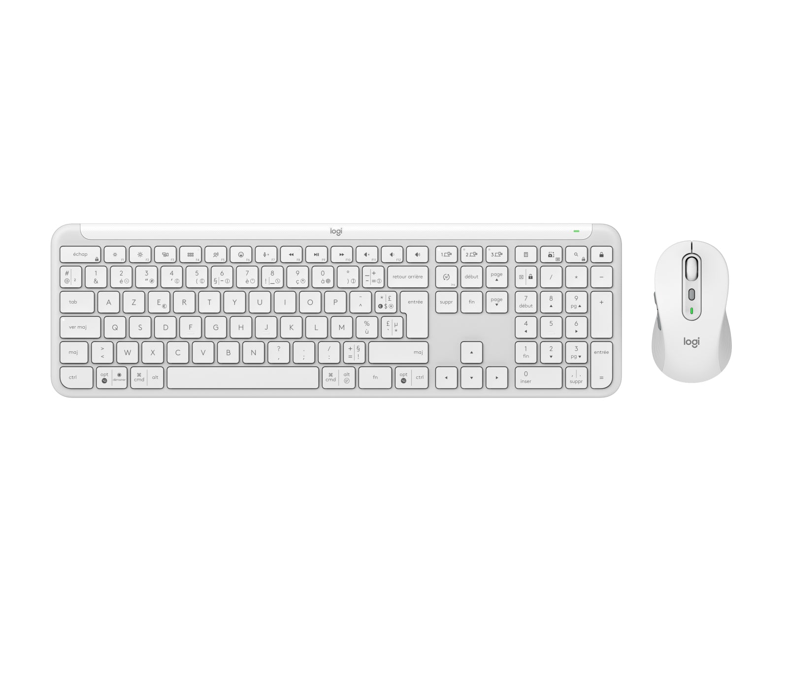 Logitech MK950 Signature Slim – Tastatur, kabellos (Bluetooth/2,4 GHz), FR-Layout (FR), Weiss