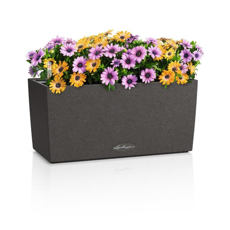 LECHUZA BALCONERA Stone Pflanzgefäss – 40 × 19 × 19 cm – Kunststoff, schwarz