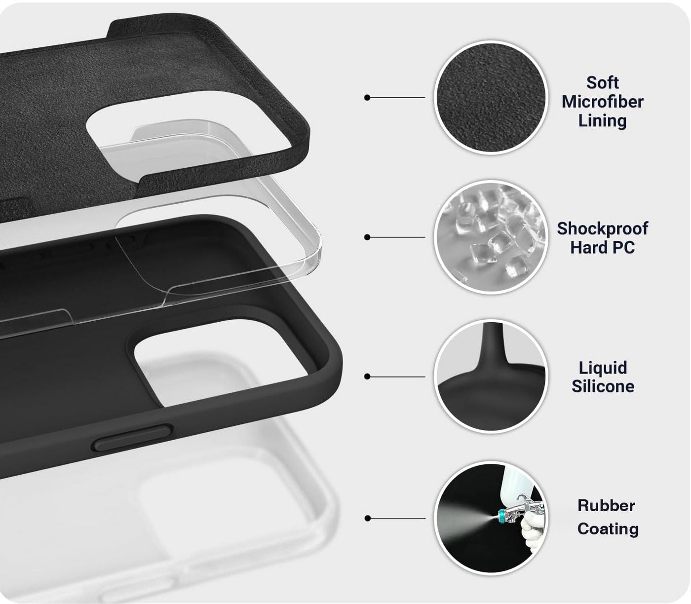eSTUFF INFINITE RIGA Backcover – für Apple iPhone 16 Pro, PC+Silikon, schwarz, GRS-zertifiziert