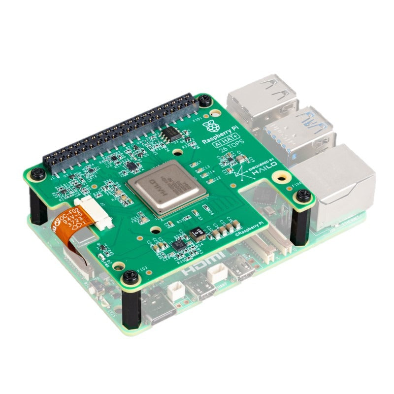 Raspberry Pi AI HAT+ 13TOPS Erweiterungsplatine – 13 TOPS, 65 × 56,5 mm – für Raspberry Pi 5 – Grün