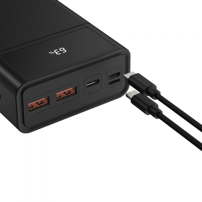 Ansmann Powerbank 24000 mAh, PD 22,5 W, 1× USB-C, 2× USB-A, mit LED-Display, für Smartphones, schwarz