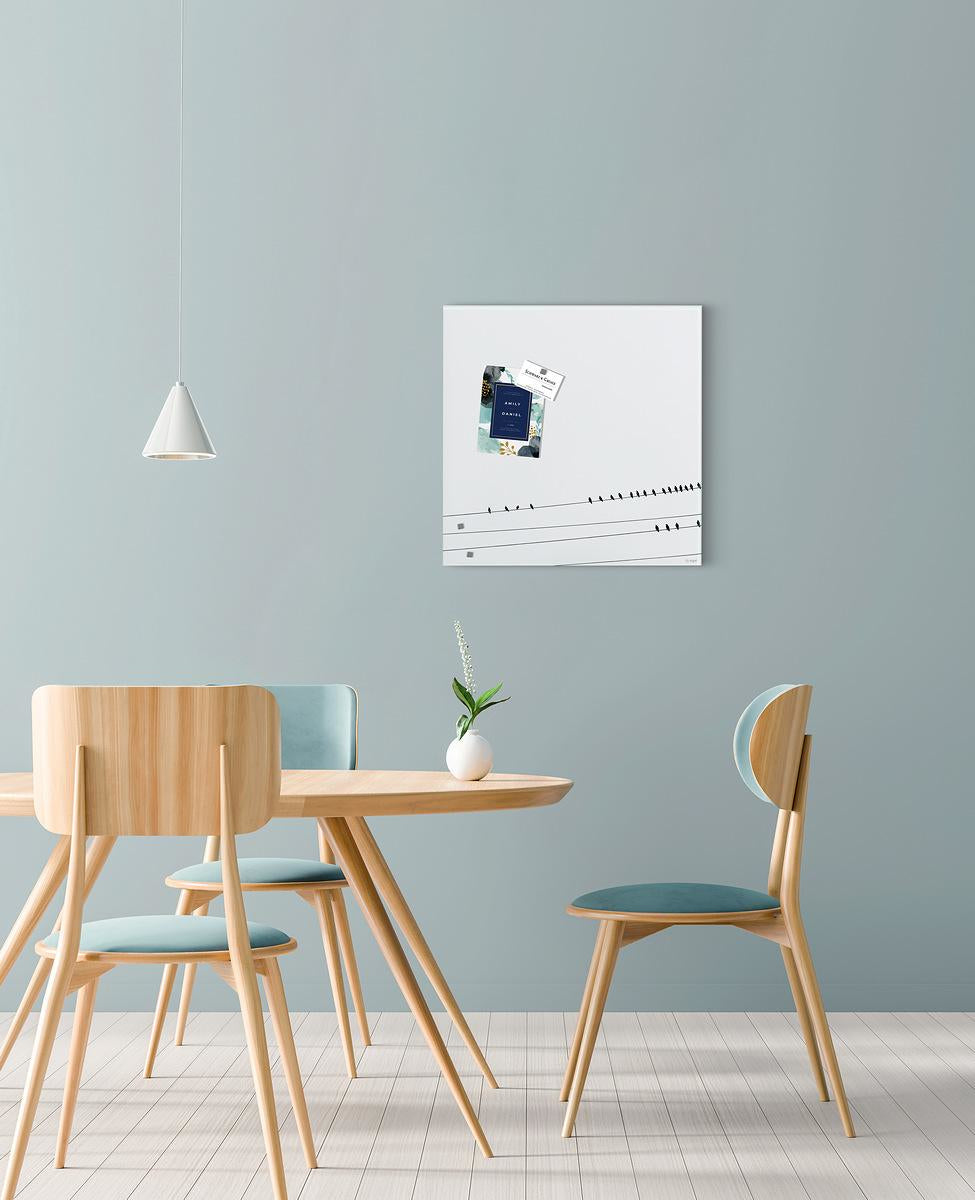 Sigel Whiteboard – 48 × 48 cm, Glas, matt, magnetisch, Wandmontage, inkl. Magnetwürfel, Montagesatz