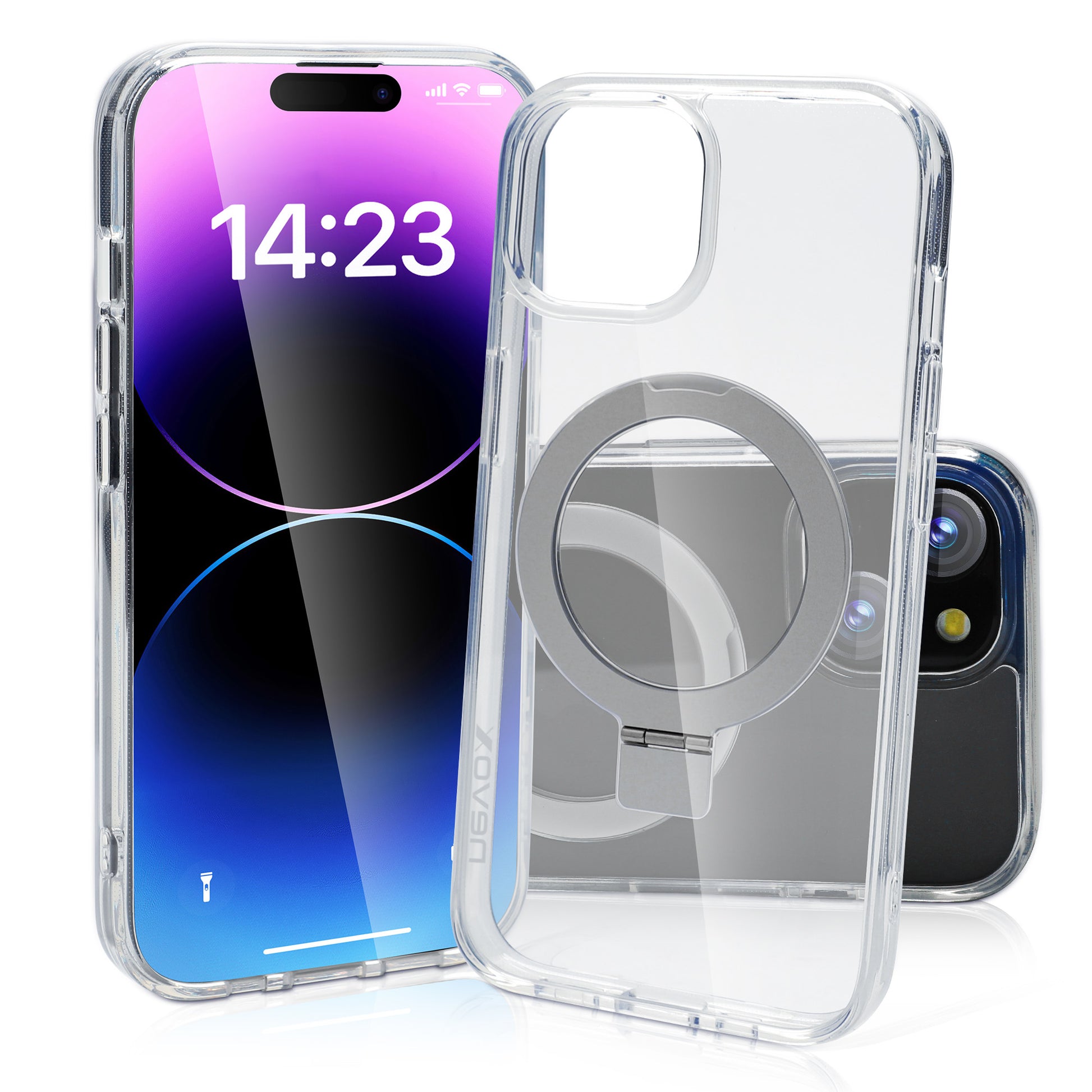 nevox StyleShell SHOCKFlex Backcover – für Apple iPhone 15 Plus, MagSafe, PC+TPU, Transparent