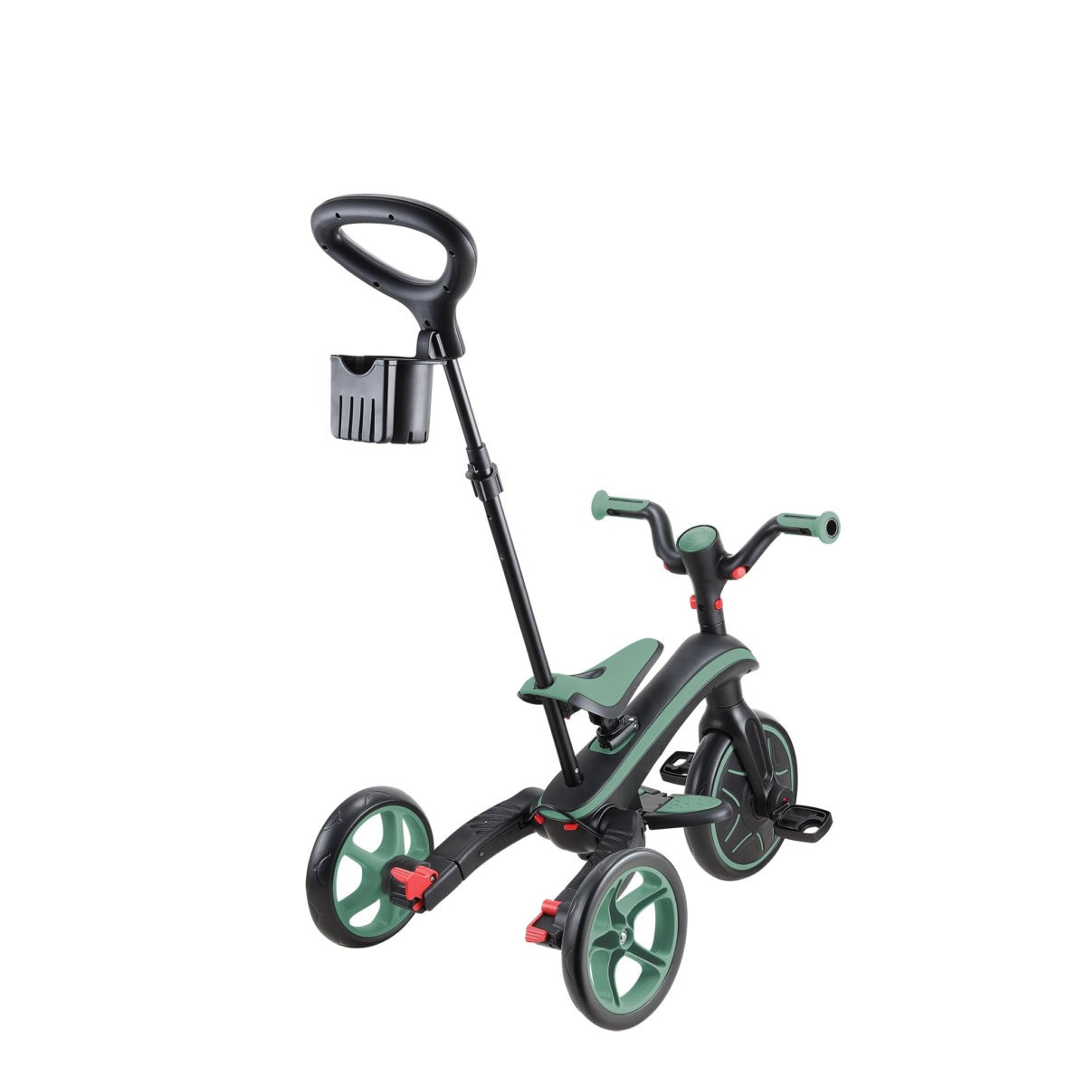 Globber Trike Explorer 4-in-1 Aufsitzlaufrad – Push & Pedal, verstellbarer Sitz, faltbar – 15 kg – Olivgrün