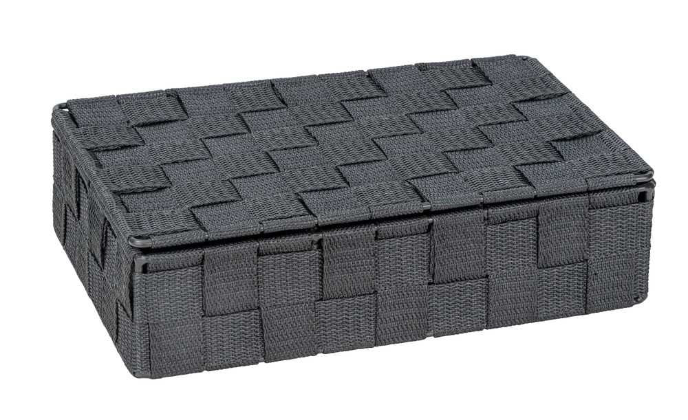 WENKO Aufbewahrungsbox Adria – Metall/Polypropylen, 26×17×7,5 cm, Dunkelgrau