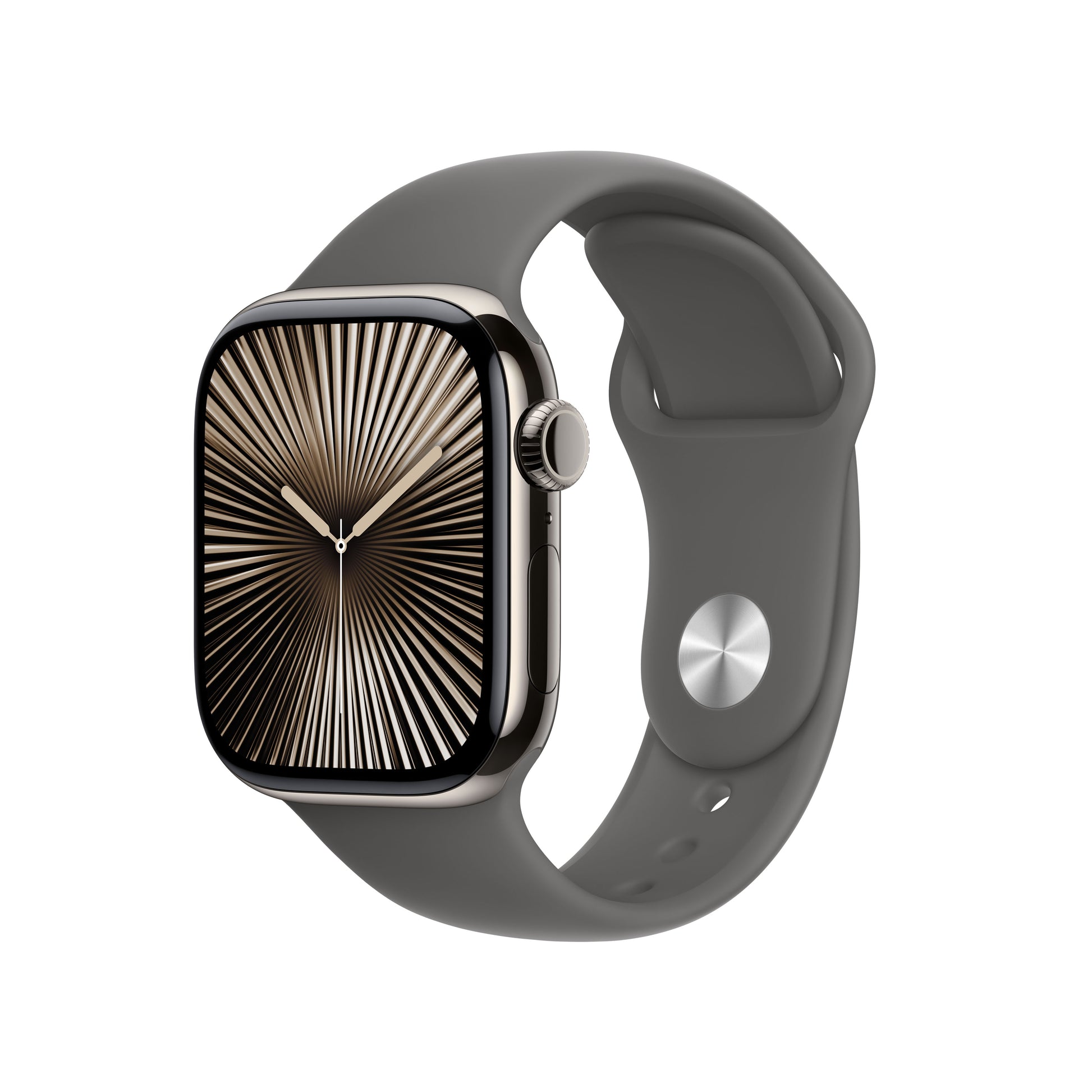 Apple Watch S10 – Smartwatch – 42 mm, LTE, AMOLED, 50 m, Natur Titan, Stone Grey Sportarmband M/L
