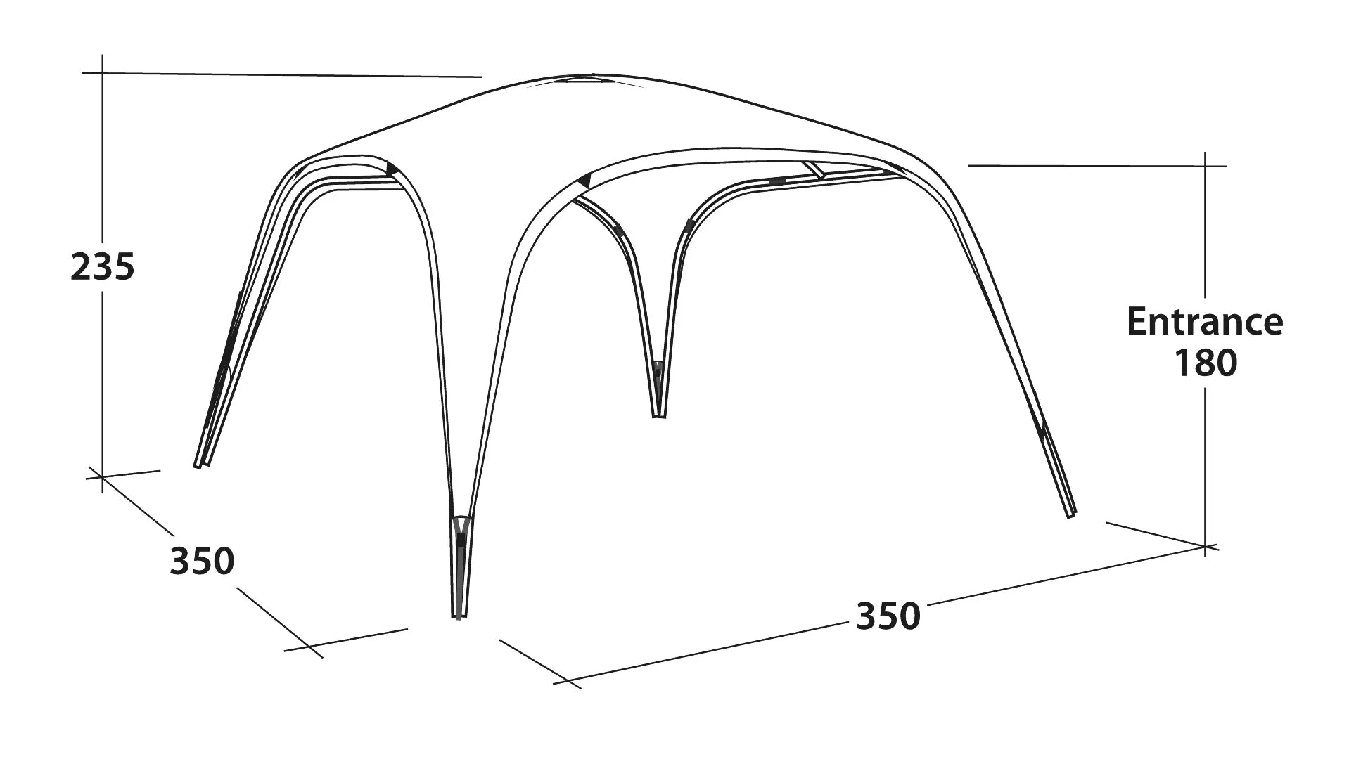 Outwell Pavillon – grau – 350 × 235 cm – Polyester – spritzwassergeschützt, UV-Schutz, flammhemmend
